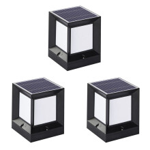 3X Farol de Coluna Solar LED Farol Movido A Energia Solar Lâmpada de Parede Ao Ar Livre À Prova D'Água para Jardim de Paisagem de Pátio 10CM