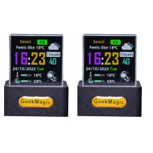2X GeekMagic Crystal Photo Display Holografisk Desktop Weather Station Digital Klocka med GIF-Animationer Album
