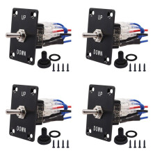 4X Rocker Toggle Switches Momentary 6 Pin 3 Position ()-Off-()/Down Polarity Reverse with Panel