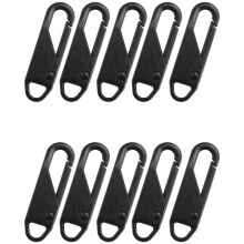 10 Pcs Zipper Pull Replacement Zipper Repair Kit Zipper Slider Pull Tab Universal Zipper Fixer Metal Zipper (Black)