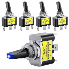 LED Toggle Off 12V 30A LED Lighted Metal Heavy Duty SPST 3 Pin Rocker 12mm Mounting Hole