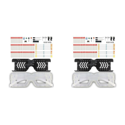 2X Light  Glasses Soldering Practice Kit Sound Activated LED Eyeglasses DIY Electronics Kit for Learning Project B