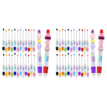 48Pcs Multi-Color Beaded Pens 4-in-1 Colorful Beaded Pens Retractable Ballpoint Pens DIY Making Kit for Office