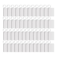 50 Pieces Rectangle Sublimation Keychain Blanks Double Side Heat Transfer Blanks Blank Board Key Rings Blanks
