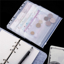 68 PCS Binder Pockets A6 Size 6 Holes Zipper Binder Pouch Folders Clear Waterproof PVC Loose Leaf Bags for 6 Ring Binder