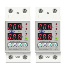 2X DIN Schienen Doppel Anzeige Einstellbar ÜBerspannung Strom und Unterspannung Schutz Gerät Schutz Relais 40A 220V 230V