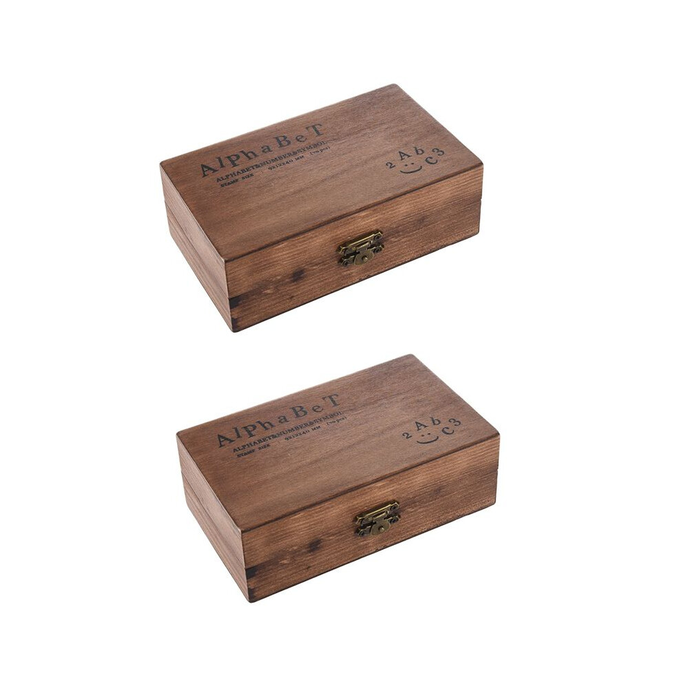 Pack Of 140Pcs Rubber Stamps Set Vintage Wooden Box Case Alphabet Letters Number (No Ink Pad Included) 6032221271826