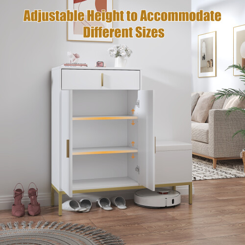 L-Shaped Shoe Storage Cabinet with Bench 2