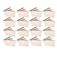 80Pcs Canvas Cosmetic Bag Canvas Zipper Bag Pencil Case DIY Travel Handmade Bag DIY School Multicolor Zipper