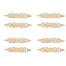 8 Pcs 33x6cm Wood Carved Decal Stripe Corner Appliques Long Hollow Flower Frame Furniture Woodcarving Figurines