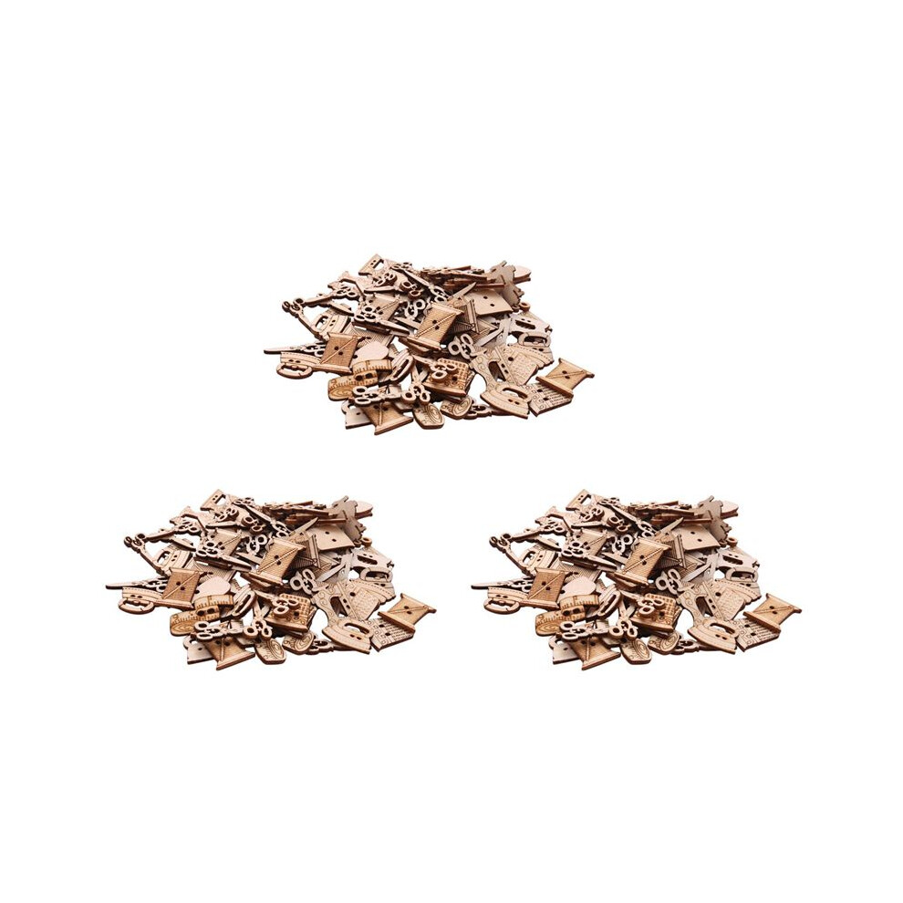 300Pcs Sewing Machine Scissors Shaped Wooden Buttons Sewing Button For Children Clothes Decorative Button Scrapbooking 6032513437688