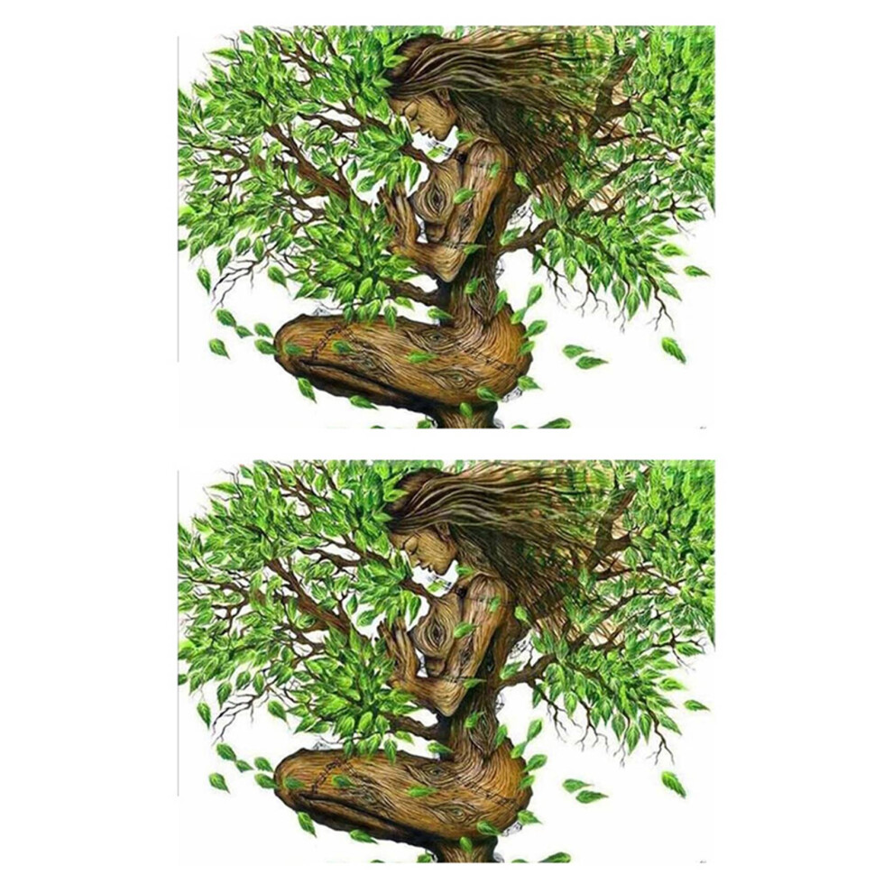 2X Diy Diamond Painting Tree Paste Diamond Embroidery Round Resin Diamond Stitch Home Wall Decor 30X40cm 6033232263411