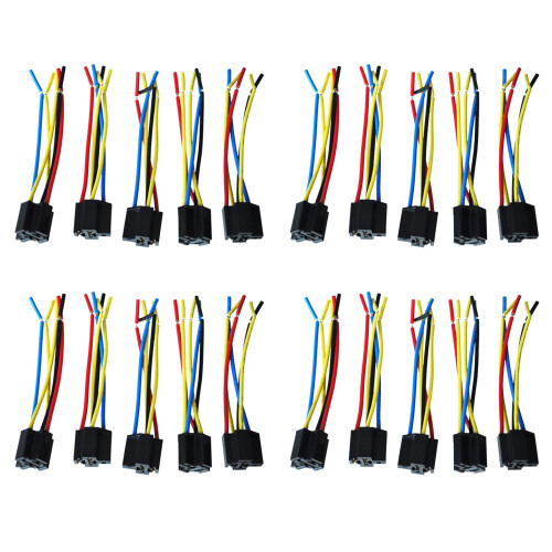 20 Pcs 5 Pin Wires Cable Relay Socket Harness Connector  12V for Car Auto