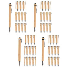 96 StüCk Bambus Einziehbar Druckkugelschreiber Stift Schwarze Tinte 1 mm Büro Artikel Kugelschreiber Bambus Kugelschreiber Stift Holz Kugelschreiber