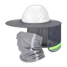 2 St Sun Hard Hat Nackskydd Hög Synlighet Helbrättad Mesh Solskydd och Nackdamask Bandana Face Scarf A