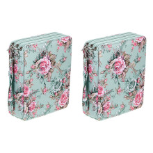 2X Étui À Crayons de Couleur 120 Emplacements avec Porte-Crayons À Compartiments pour Crayons Aquarelle (Rose)