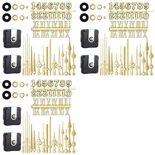 6X Clock Mechanism Silent Quartz Movement Machine Wall Hands Pointer Set for Replacing Clock Replacement Parts