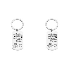 2X for Women Teen Girls Sister Keychain Friendship Gifts for Birthday Gifts-Not By Blood But By Heart