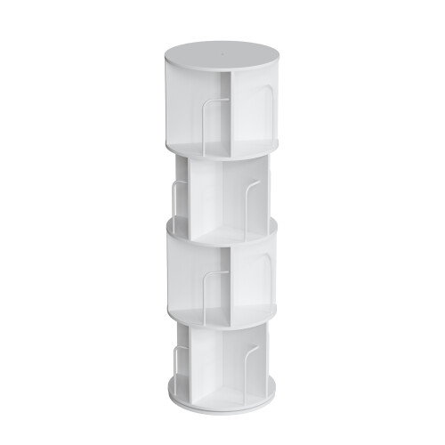 (White) Cylindrical Rotatable Bookshelf 1