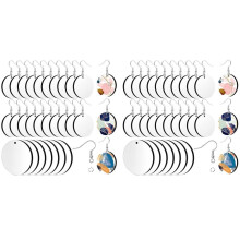 60Pcs Sublimation Blank Earrings Round  Board White Earrings Heat Transfer Earrings Unfinished for Jewelry DIY Making