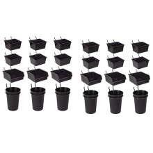 Pegboard Bins Peg Board Cups med Krokar och öglor 24 Pack, Sortiment Organizer Tillbehör, Verktyg Lagring Arrange System Kit