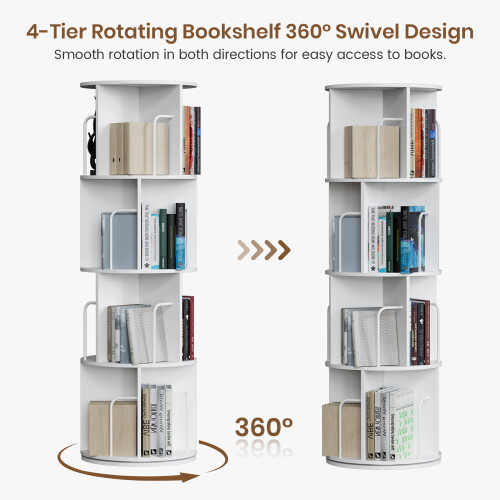 (White) Cylindrical Rotatable Bookshelf 2