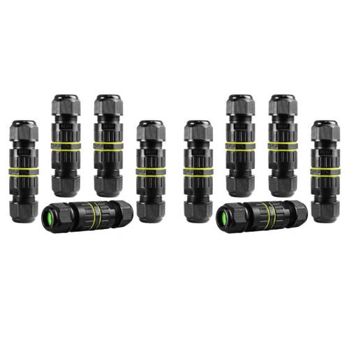 10Pc IP68 Waterproof 2 Way 3-Core Junction Box Electrical Cable Connector M16 Wire Range(3.5-10mm)