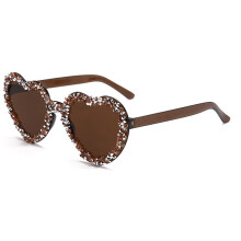 (DeepTea)Handmade Rhinestone Heartshaped Jelly Sunglasses With Uv385 For Vacation And Wear Casual