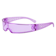 (PurpleFramePurpleLens)Casual Female Uv400 Sun Glasses With Pc Frames And Trendy Design For Riding And Outings
