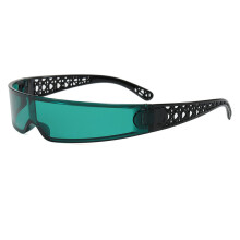 (BlackFrameGreenLens)Casual Female Uv400 Sun Glasses With Pc Frames And Trendy Design For Riding And Outings