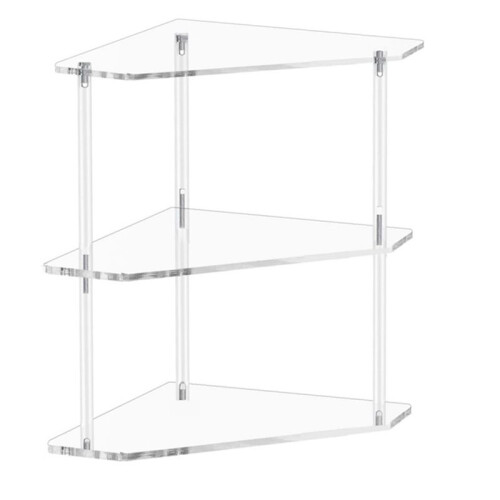 Acrylic Triangle End Table - 3 Tier Corner Side Table - Small Corner Table for Living Room, Bedroom, Bathroom