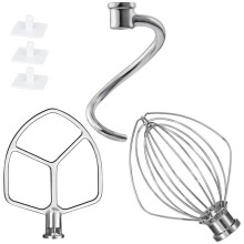 For Mixer 6 QT Dough Hook K256WW Wire Whip and Flat Blade Paddle Stainless Steel Mixers Attachments