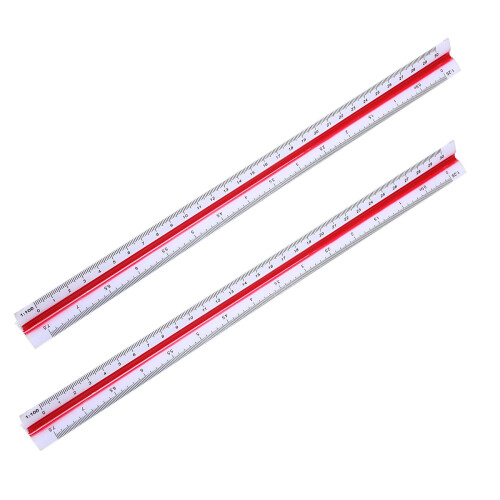 2X 1:20 1:25 1:50 1:75 1:100 1:125 Plastic Triangular Scale Ruler