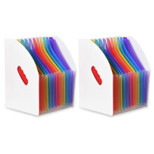 2X Expanding File Holder Folder Standing A4 Vertical File Organizer Magazine Basket Desktop 13 Pockets File Holder