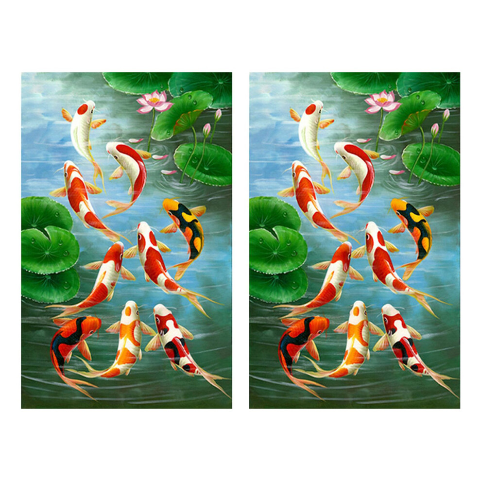 2X 5D Art Diamond Painting Round Full Diamond Koi Carp Stitch Kits Embroidery Home Decors 6032296026154