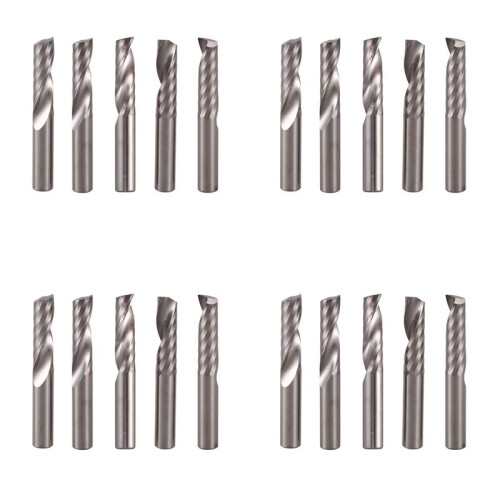 20Pcs 6mm 1/4 Inch Carbide Cnc Router Bits One Single Flute End Mill Tools 22mm