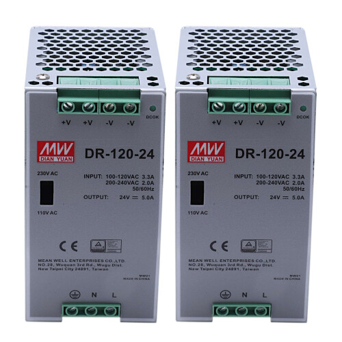 2X DR-120-24 120W 24V 5A Puissance De Commutation Montage Sur Rail D'Alimentation Commutation Source De Courant