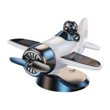 (White/One size) Solar Plane Creative Ornament Dashboard Car Decoration Supplies Fun Rotating Small Plane