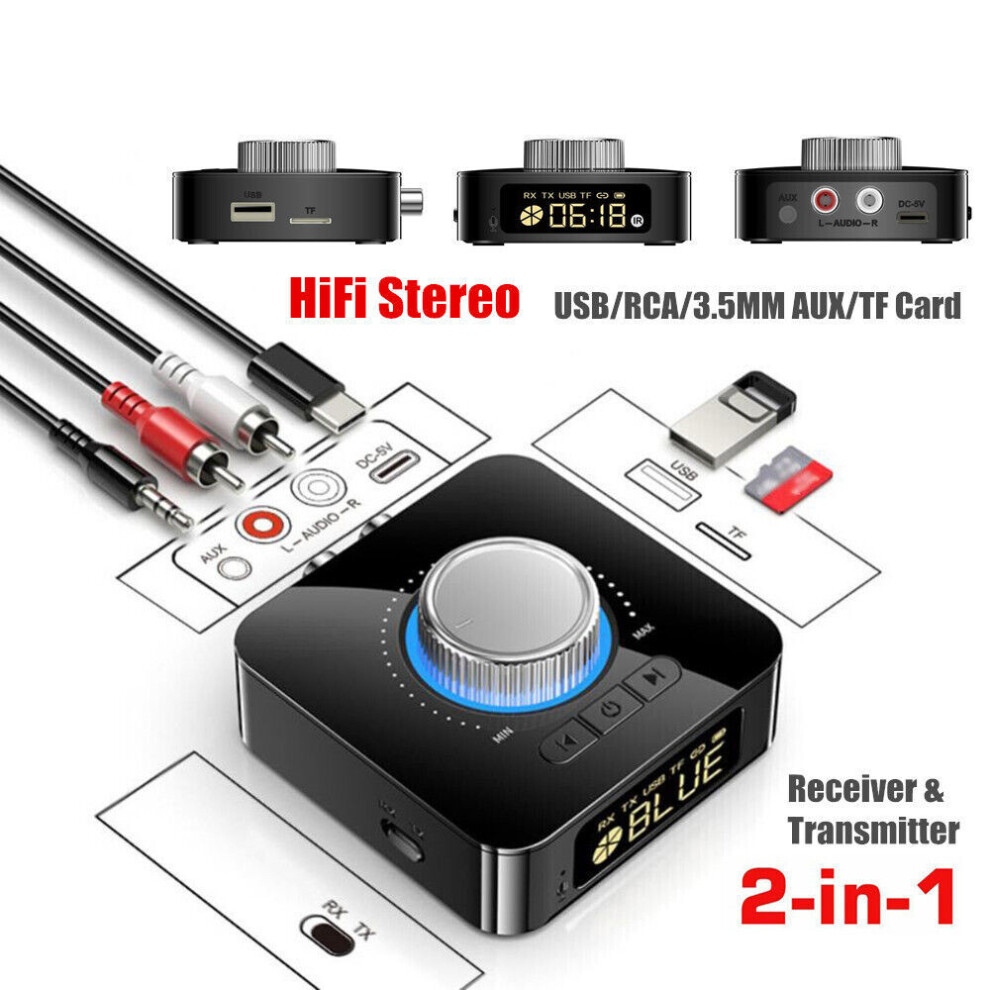 Bluetooth 5.0 Receiver & Transmitter, Wireless 3.5Mm Aux To Rca Hifi Audio Adapter 113121450507