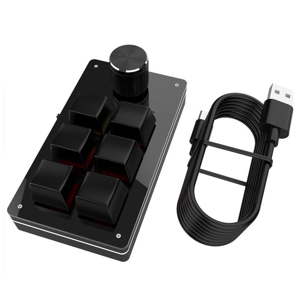 6-Key + 1 Knob Wired Programmable Mechanical Keypad - Macro Keyboard 413590443681