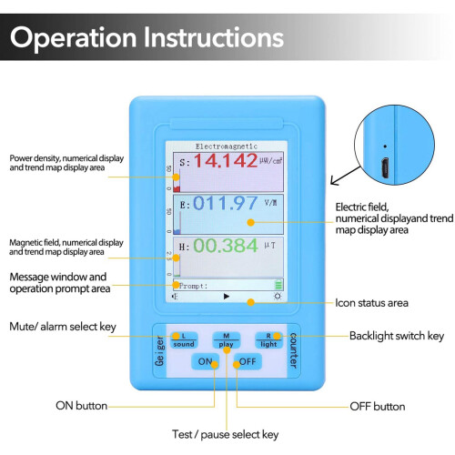 BR-9A Handheld Portable Electromagnetic Radiation Detector High Precision Electromagnetic Radiation Tester