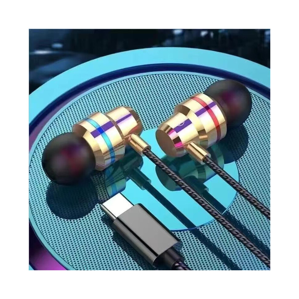 (Type-C ) 3.5Mm/Type-C Hifi Bass Wired Earbuds With Mic - In-Ear Headphones Gold 123643904297