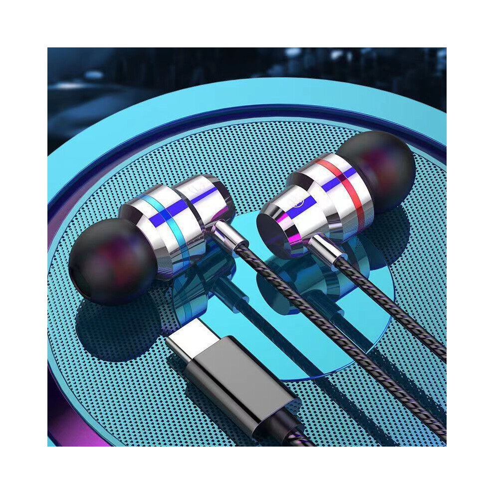 (Type-C ) 3.5Mm/Type-C Hifi Bass Wired Earbuds With Mic - In-Ear Headphones Silver 123643904310