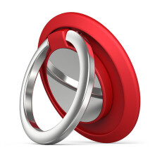 (Red) Grip 360 Rotating Finger Ring Holder & Phone Stand with Car Magnetic Mount