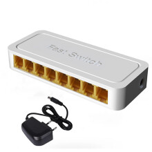(White EU) 8 Port Gigabit Unmanaged Ethernet Network Switch Ethernet Splitter Home Network Hub