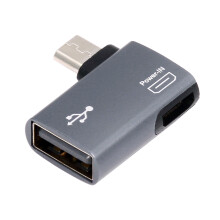 (Left Bend) Micro USB HOST OTG Adapter with Power Supply FireTV Stick Adapter