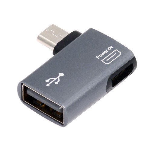 (Left Bend) Micro USB HOST OTG Adapter with Power Supply FireTV Stick Adapter