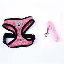 (pink, S) Soft Mesh Fabric Pet Dog Puppy Adjustable Harness Lead Safety Leash with Clip