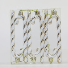 (Champagne) 6PCS Candy Cane Glitter Hanging Baubles Christmas Tree Xmas Decorations