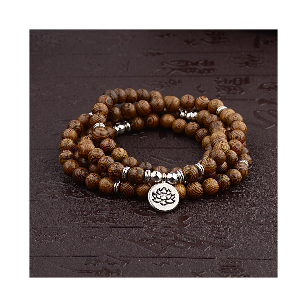 (#01) 108 Wooden Beads Mala Buddhist Lotus Meditation Reiki Bracelets & Necklaces 115295223802